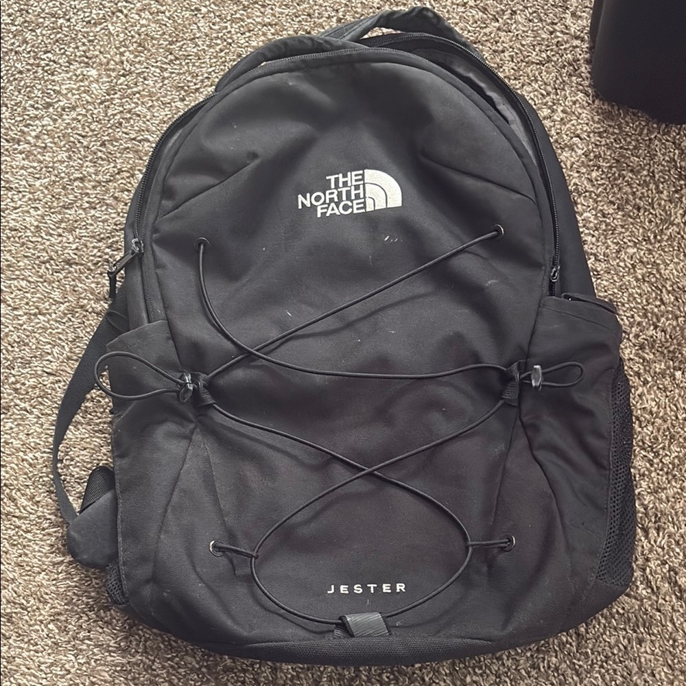 The North Face Black Jester Backpack with Bungee Front
